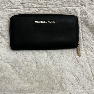 Michael Kors Wallet Black Leather Wristlet